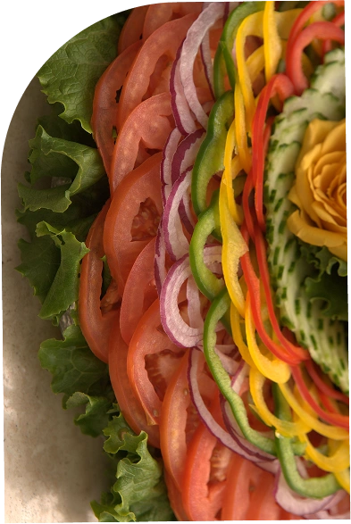 tray tomato cucumber onion green pepper